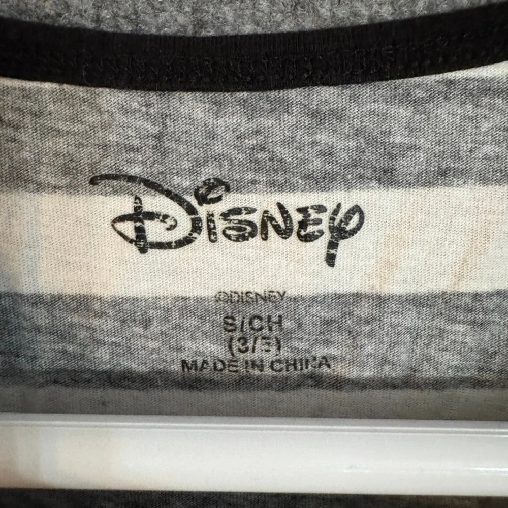 Disney Mickey Mouse Striped Sleep Shirt Nightgown Black White Small 3/5 Cotton - Picture 3 of 7
